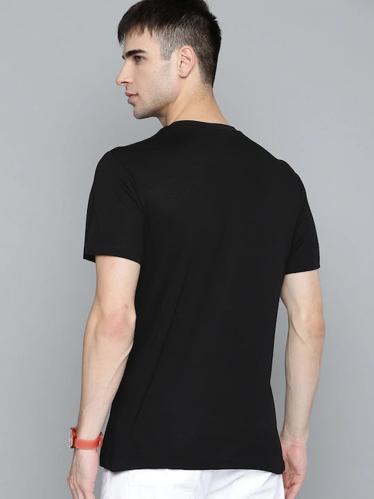 Solid Half Sleeve Men T-shirt Black 2