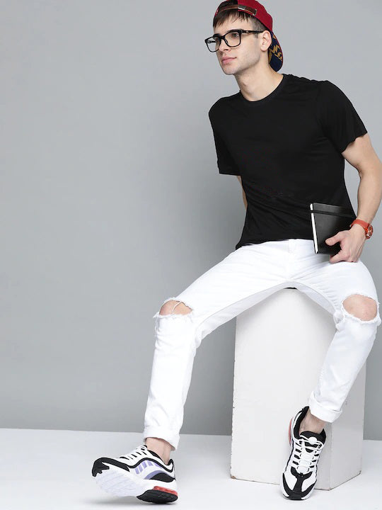 Solid Half Sleeve Men T-shirt Black 3
